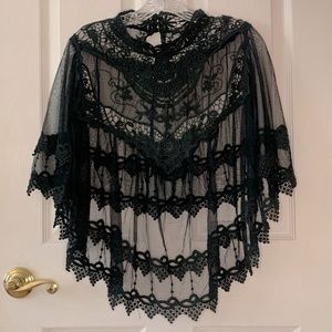 Black Lace Cape / Shawl / Shoulder Cover